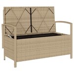 VidaXL Banc de rangement de jardin avec coussin beige résine tressée