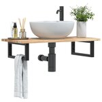 vidaXL Étagère de vasque murale acier et bois massif d'acacia