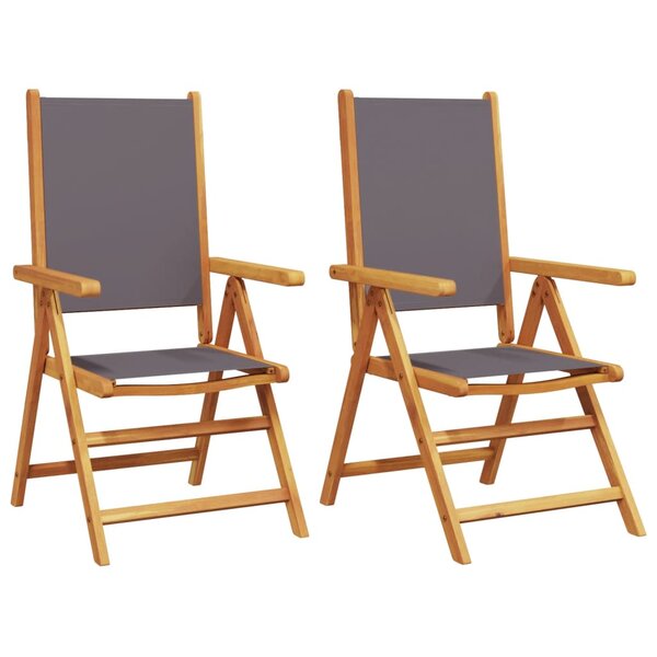 vidaXL Chaises de jardin lot de 2 anthracite bois acacia massif tissu