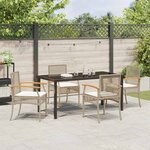 vidaXL Ensemble de salle à manger pour jardin 5 Pièces Beige polyrotin