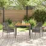 vidaXL Ensemble de salle à manger de jardin de 3 pièces avec coussins gris en rotin synthétique