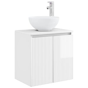 vidaXL Vanité de lavabo mural Blanc brillant 49 5 x 41 x 64 5 cm