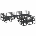 vidaXL Ensemble de canapé de jardin avec coussin 10 Pièces Noir Aluminium