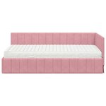 vidaXL Cadre de lit d'angle avec matelas 2 pc Rose 90 x 190 cm Velours
