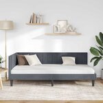 vidaXL Cadre de lit d'angle Gris foncé 90 cm x 200 cm Velours