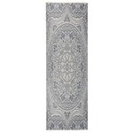 vidaXL Tapis à tissage plat d'extérieur 80x250 cm Motif bleu