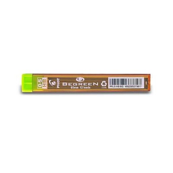 Etui de 12 mines qualité très résistante 0,5 mm Begreen HB PILOT