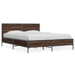 vidaXL Cadre de lit chêne marron 135x190 cm bois d'ingénierie et métal