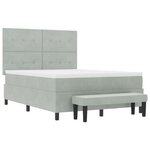 vidaXL Lit avec sommier avec matelas & banc Gris clair 160x200 cm Velours