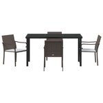 Ensemble de jardin 5 pièces avec des coussins en poly rattan marron