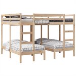 vidaXL Lit superposé triple 140x200/70x140 cm bois de pin massif