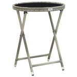 Ensemble de Bistro de Jardin 3 Pièces avec Coussins Gris en Rattan Poly