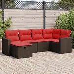 vidaXL Salon de jardin avec coussins 6 Pièces marron résine tressée