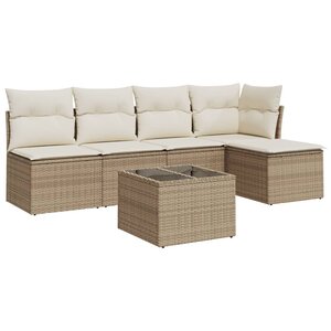 vidaXL Salon de jardin avec coussins 6 Pièces beige résine tressée