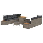 vidaXL Ensemble de canapé de jardin avec coussin 11 Pièces Gris