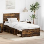 vidaXL Cadre de lit Chêne fumé 75 x 190 cm Bois d'ingénierie