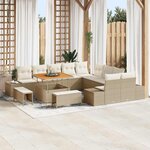 vidaXL Ensemble de canapé de jardin 13 Pièces Beige Poly rotin