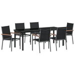 vidaXL Ensemble de salle à manger de jardin 7 pièces en textilène noir et acier