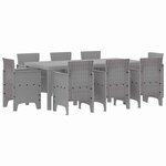 vidaXL Ensemble de salle à manger pour jardin 9 Pièces Gris clair