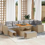 vidaXL Ensemble de canapé de jardin 9 Pièces Beige et Gris clair