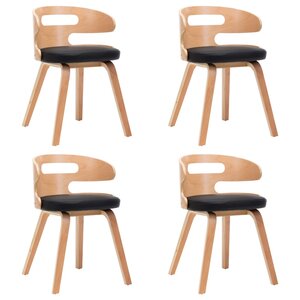 vidaXL Chaises à manger lot de 4 noir bois courbé et similicuir