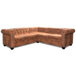 vidaXL Canapé d'angle Chesterfield 5 plcs Cuir artificiel Marron