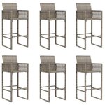 vidaXL Ensemble de bar de jardin 7 Pièces sans coussins gris poly rotin