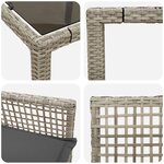 Ensemble de salle à manger de jardin 5 pièces avec coussins gris clair en poly rotin