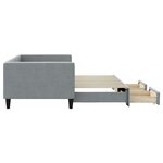 vidaXL Lit de jour avec gigogne et tiroirs gris clair 90x200 cm tissu