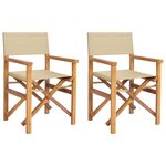vidaXL Chaise de directeur Marron et beige Bois de teck massif