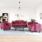 vidaXL Ensemble de canapés 3 Pièces avec coussins rouge bordeaux velours