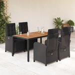 vidaXL Ensemble à manger de jardin coussins 5Pièces Noir Résine tressée