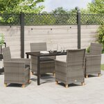 vidaXL Ensemble de 5 chaises de jardin avec coussins gris en rattan poly
