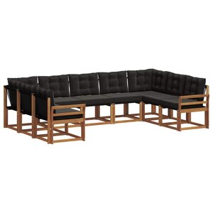 vidaXL Ensemble de canapés d'extérieur 9 pc Naturel et Noir
