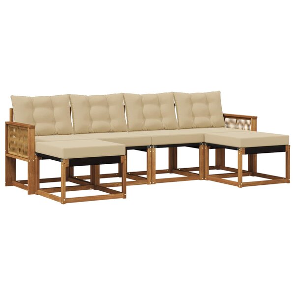 vidaXL Ensemble de canapés d'extérieur 6 Pièces Naturel et Beige