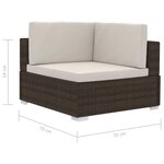 vidaXL Chaises d'angles lot de 2 avec coussins Résine tressée Marron