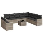 vidaXL Salon de jardin 11 Pièces avec coussins gris clair résine tressée