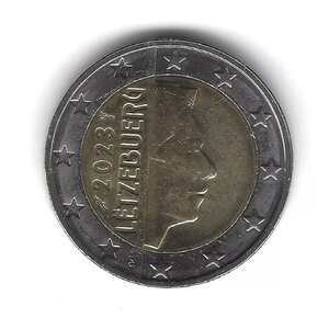 2 euros Luxembourg 2023 face nationale - Grand Duc Henri.