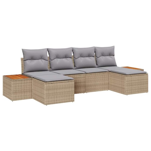 vidaXL Ensemble de canapé de jardin 6 Pièces Beige et Gris clair