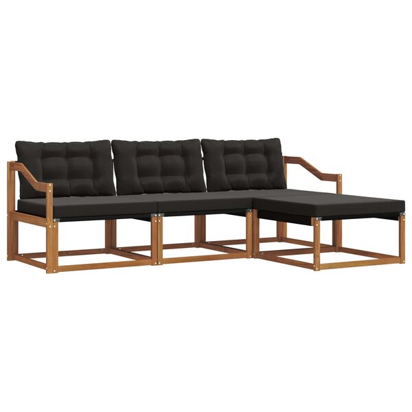 vidaXL Ensemble de canapés d'extérieur 4 pc Naturel et noir