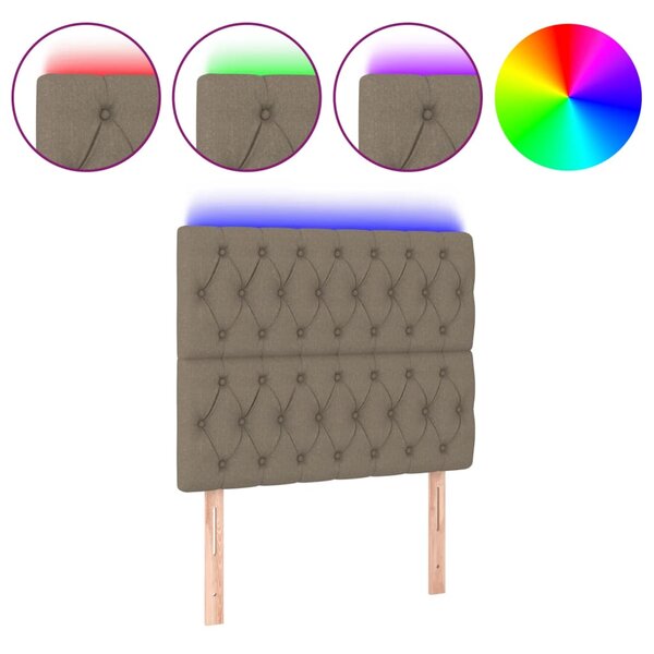 vidaXL Tête de lit à LED Taupe 90x7x118/128 cm Tissu