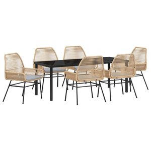 vidaXL Ensemble de salle à manger pour jardin 7 Pièces Marron polyrotin