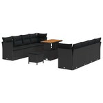 vidaXL Ensemble de canapé de jardin 11 Pièces Noir 90 x 55 x 71 cm