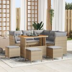vidaXL Ensemble de 9 pièces de canapé de jardin avec coussins beige en poly rotin acacia