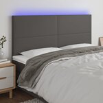 vidaXL Tête de lit à LED Gris 180x5x118/128 cm Similicuir
