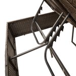 vidaXL Chaise longue double avec toit et rideaux marron résine tressée
