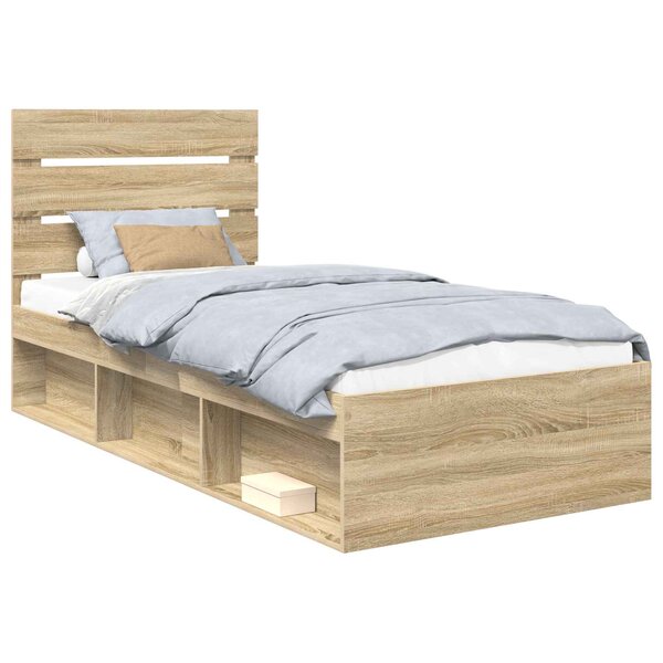 vidaXL Cadre de lit Chêne Sonoma 75 x 190 cm Bois de pin massif