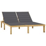 vidaXL Chaise longue double avec coussins anthracite Pin imprégné