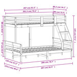 vidaXL Lit superposé sans matelas 80x200/120x200 cm bois massif