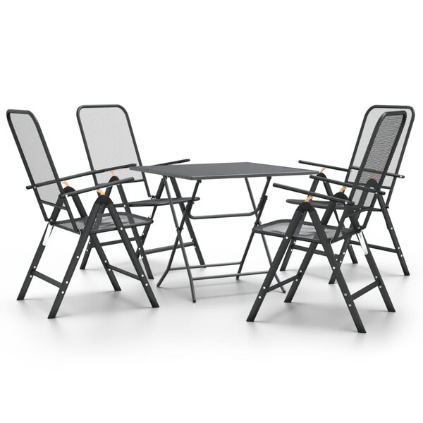 vidaXL Ensemble à manger de jardin 5 Pièces Maille Métal Anthracite